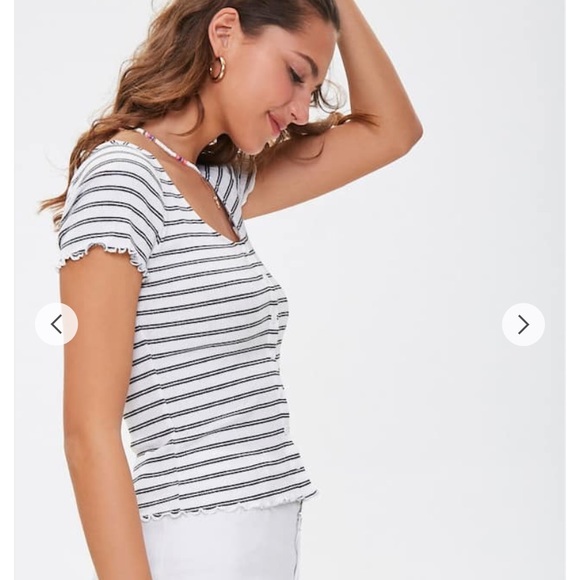 SOLD Forever 21 Black and white striped top - Picture 4 of 6